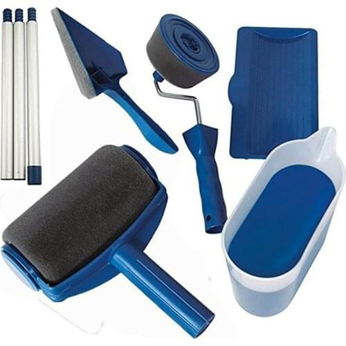 8pc/set Multifunctional Wall Decorative Paint Roller Corner Brush Handle Tool DIY Household Easy to Operate Painting Brushes Kit