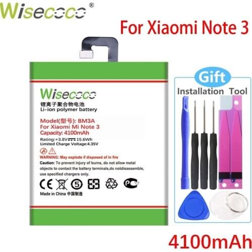 Wisecoco BM3A 4100mAh Battery For Xiaomi Note 3 Note3 Phone High quality battery Replacement+Tracking Number