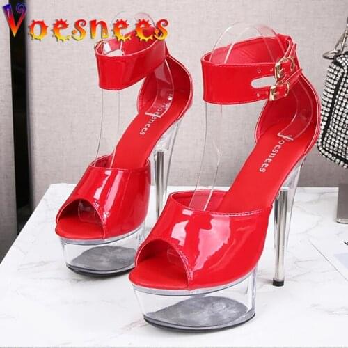 Voesnees Transparent Platform Sandals Women 2021 New Gladiator Female Shoes Sexy Thin Heels Heels High Heels Club Stripper Shoes