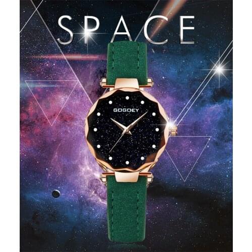 Gogoey 2019 Fashion Women Watch Brand starry sky Face Diamond fashion women Ladies Dress Watch leather watch Gift reloj mujer