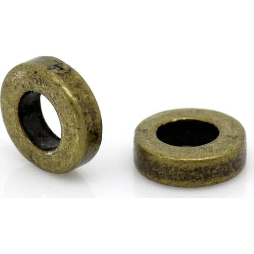 Zinc metal alloy Spacer Beads Round Antique Bronze About 6mm( 2/8") Dia, Hole:Approx 3.2mm, 40 PCs