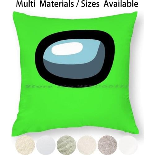 Crewmate Hellgrün-Lime Pillow Case Throw Pillow Cover Cotton Linen Flax Impostor Baby Crewmate Cyan Black Plushie Fan Art