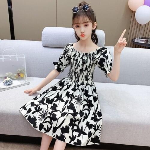 Kids Dresses For Girls Summer 2021 New Children Big Baby Princess Printed Long Bohemian Sandy Beach Dress