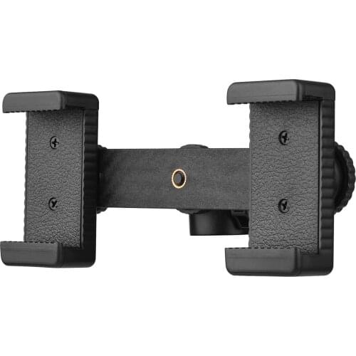 Double Phone Holder Tripod Mount Adapter Horizontal Vertical Shooting with Mini Ball Head for Phone Selfie Video Live Streaming