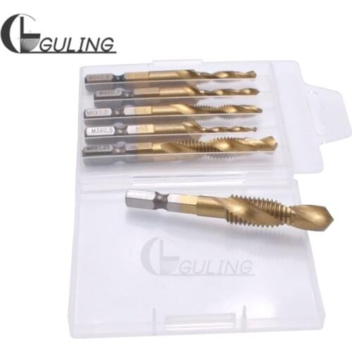 HSS Metric Tap Drill Titanium Plated Hex Shank Screw Thread Tap Drill Bits Screw Machine Compound M3 M4 M5 M6 M8 M10 Hand Tools
