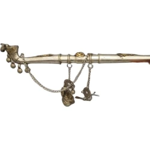 Chinese Old Craft Tibetan Silver Carved Dragon Cigarette Bag And Accessories