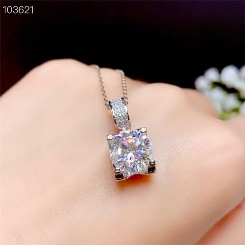 Silver 1-3 Carat Diamond Cow Head Pendant Necklace Solid Platinum Plated 100% Diamond Test Passed VVS1 Gem Moissanite Ring