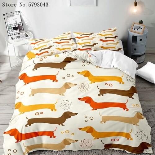 2/3 Pieces Pet Dog Bedding Set 3D Print Animal Cartoon Duvet Cover Twin Single Queen Bed Cover Set For Kid Adult Bed Quilt Cover