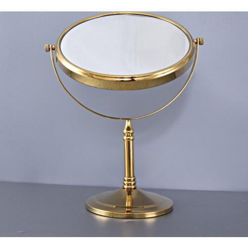 Gold Color Brass Bathroom Shaving Beauty Makeup Magnify Mirror Dual Side Freestanding/Cheval / Bathroom Accessory mba641