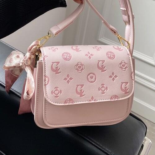 Small Square Womens Bag 2021 New Trend Printted Crossbody Bags Silk Scarf Female Handbags Solid Color Leather Shoulder Bags Sac