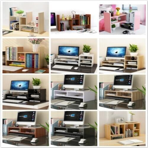 Multi-function Book shelf Desktop Monitor Stand Computer Screen Riser Wood Shelf Plinth Strong Laptop Stand Desk Holder Rack