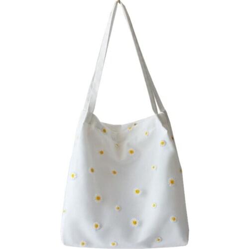 Fashion Shoulder Bags for Womens Female Shopper Bag Handbag Cute Embroidery Bag with Daisies H3CB