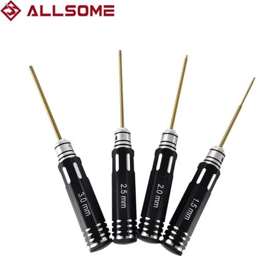 4 In 1 Screwdriver Hexagon Head 1.5 2.0 2.5 3.0mm HSS Titanium Coated Hex Screw Driver Tools Set Kits For RC FPV Helicopter Car