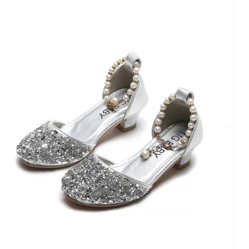 New Kids Glitter Beading Sandal Summer Shoes For Children Girls With High Heels Princess Sandals 3 4 5 6 7 8 9 10 11 12 Years