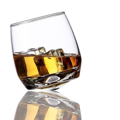 Ocean Whipping Top Roly-poly Design Whisky Rock Glass Vodka Brandy Snifter XO Chivas Whiskey Wine Cup Rotate Tumbler Wineglass