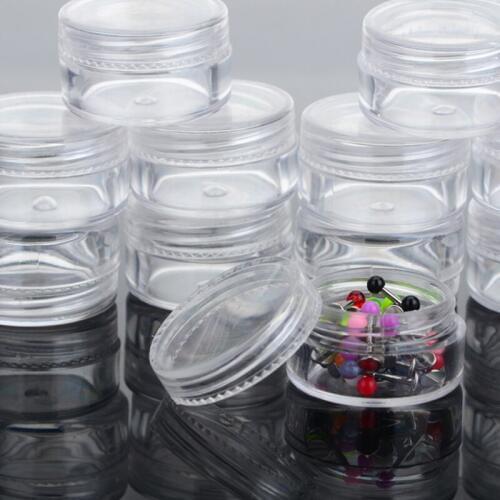 Wholesale 5pcs Clear Plastic Jewelry Beads Rings Carring Boxes Earring Pill Storage Box Round Containers Jar Case for Jewelry