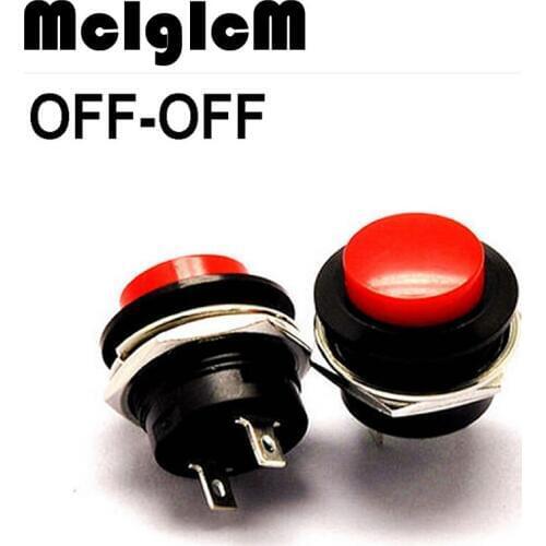 5PCS/LOT Push Button Switch OFF-ON R13-507 Red Color Momentary Reset Switch 16MM 3A 250V AC Non Locking Switches Push Button