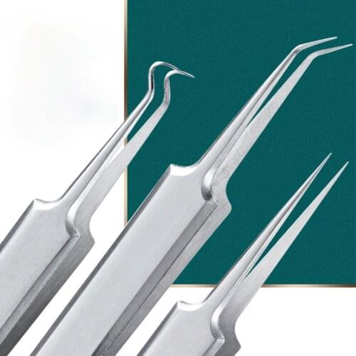 Eyelash Extension Eyebrow Tweezers Straight and Curved Nail Art Rhinestones Picking Tool Tweezers Makeup Professional