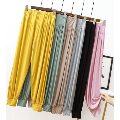 Fdfklak Modal Pajama Sleepwear Pants Hot Sale Sleep Pants For Women High Waist Spring Summer Bottoms Casual Home Trousers