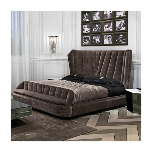 Post modern sumple style wooden fabric multi double bed with soft metress high quality furniture for bedroom