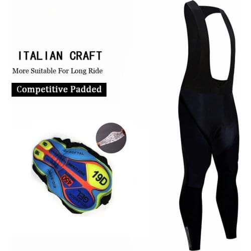 Pro Team 2020 Cycling Black Long Bicycle Bib Pants 19D Gel Pad Bike Outdoor Sports Trousers Bib Tights Mtb Men Ropa Ciclismo