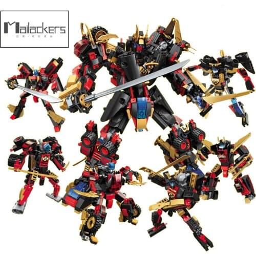 Ninja Army Transformation Robot 6 in 1 Action Figure Set Buildings Blocks Creator Expert Robot Figures Educational Kids Toy Gift