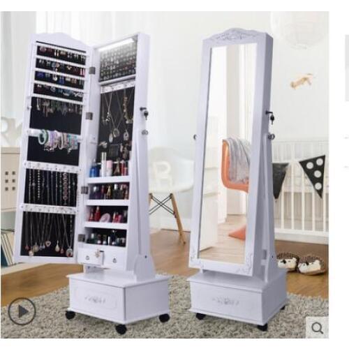 European bedroom rotating pulley mobile stereo carved full-body mirror cabinet home jewelry storage full-length mirror cabinet