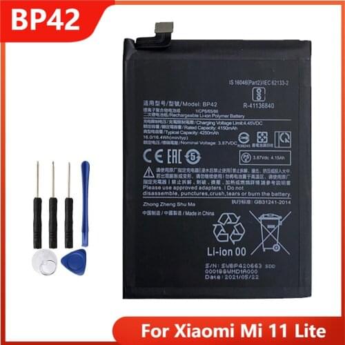 Xiao Mi Original Phone Battery BP42 For Xiaomi Mi 11 Lite Replacement Rechargeable Batteries 4250mAh With Free Tools