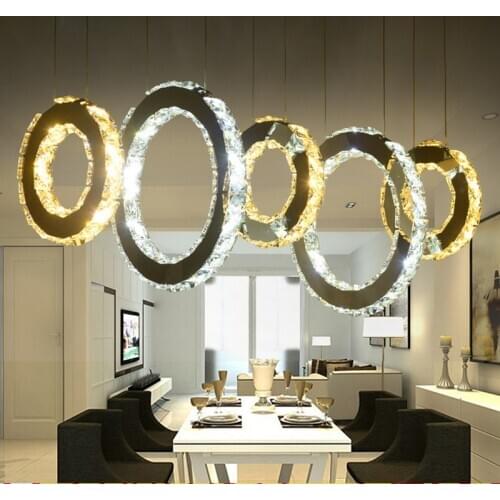 Modern Round Ring Crystal Chandelier Home Decor Modern Light Kitchen Hanging Lamps Dining Room Lights Chanderlier