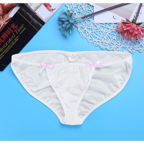 Men Bowknots Underwear Sexy Sissy Panties Gay Men Soft Comfortable Lingerie Low Rise Stretchy Bikini Briefs Sexy Men Underwear