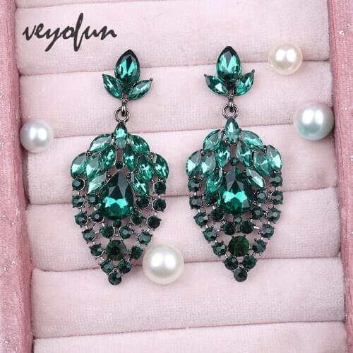 Veyofun Luxury Rhinestone Dangle Earrings 6 Color Hyperbole Drop Earrings Fashion Jewelry for Women