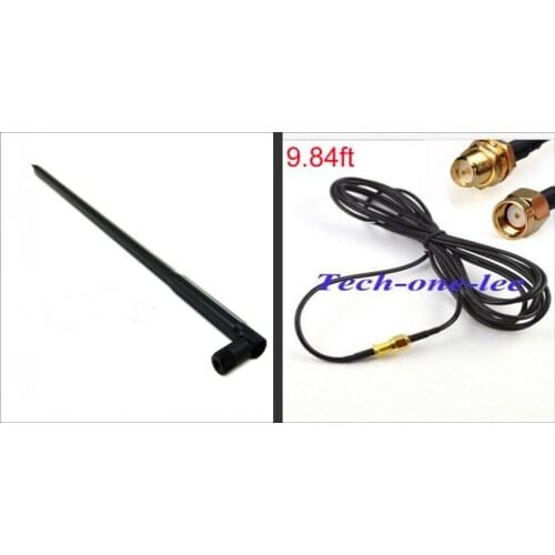 5 piece/lot 2.4GHz Wifi-Antenna 20dbi Wireless Booster RP SMA Plug Network 43cm +RP SMA Male to RP SMA Female RG174 3M