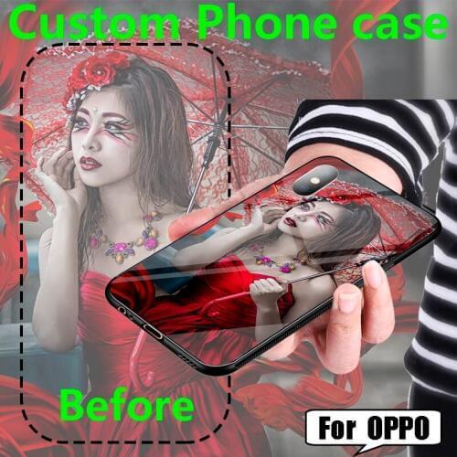 Customize DIY Tempered Glass Case For OPPO Realme X2 XT K5 Case Silicone Cover for OPPO AX7 A5S AX5 A7N A12E A12 Case Coque