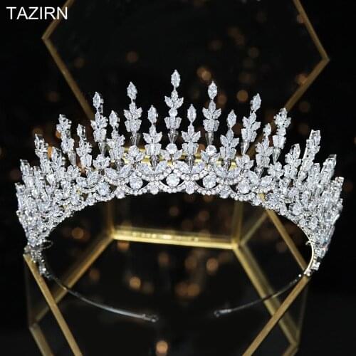 2021 Hair Accessories Unique Design Cubic Zirconia Tiaras Luxury Crystal Crowns CZ Women Bride Party Birthday Wedding Headpiece