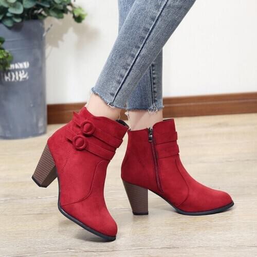 Womens Suede Martin Boots Womens New Thick With Large Size Womens Shoes Short-tube Womens Boots Student Warm Snow Boots