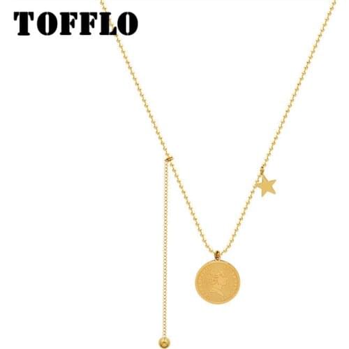 TOFFLO Stainless Steel Jewelry Queen Portrait Head Picture Round Brand Pendant Necklace Womens Fashion Clavicle Chain BSP916