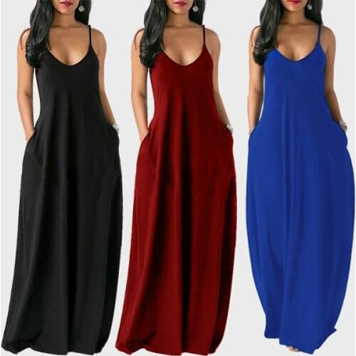 Women Spaghetti Strap Maxi Dress Sexy Solid Stretchy Backless Female Maix Dress Casual Sleeveless Plus Size Beach Dress Vestidos
