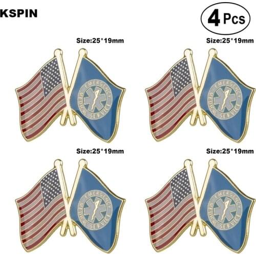 U.S.A & EMS Friendship Flag Pin Lapel Pin Badge Brooch Icons 4pcs