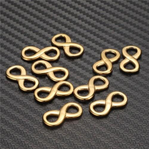 10pcs/Lot Stainless Steel Infinite Symbol Charms Connectors for DIY Making Necklace Bracelet Fashion Jewelry 10*21mm
