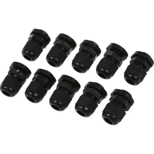 10 Pcs PG9 Black Waterproof Cable Gland Connectors