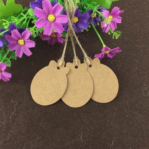 100Pcs/Lot Pineapple Shape Label Hang Tags Blank DIY Wedding Festival Candy Packaging Labels Kraft Paper Tag+100Pcs Hemp Strings