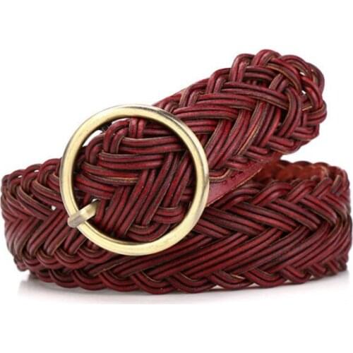 2021 Luxury Belts for Women Fashion High Quality Hand-woven Pin Buckle Leather Belts