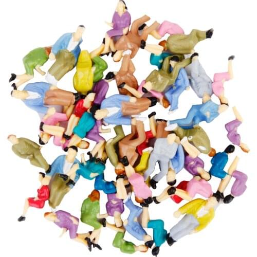 50Pcs 1:50 Plastic Train Railroad Painted People Figures Sandtable Diorama