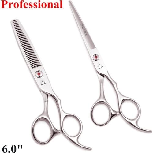 6.0 Hair Scissors 440C Japanese Steel Barber Scissor Professional Hairdressing Scissors Thinning Shear Haircut Hairdresser 2003