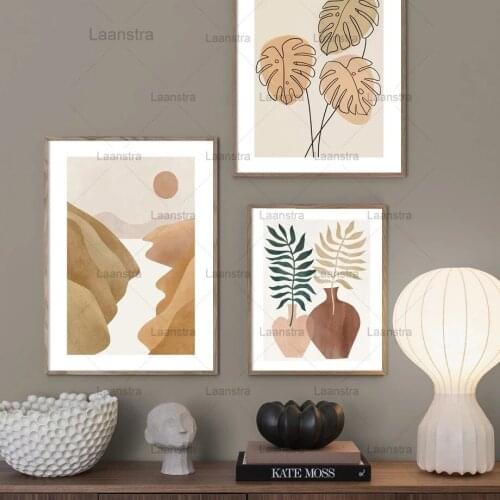 Abstract Plant Vases Flower Monstera Line Valley Wall Art Print Canvas Painting Nordic Poster Decor Pictures for Living Room