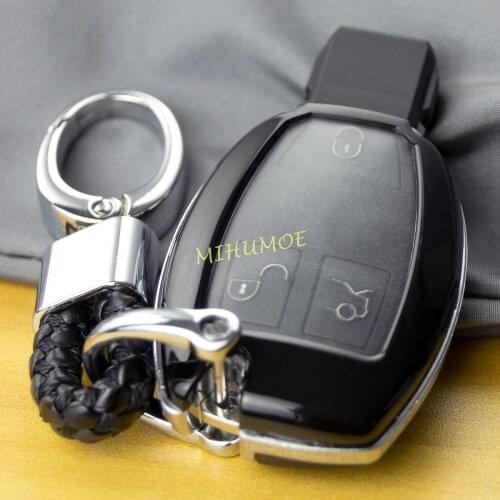 Car Key Chain Fob Case Cover Ring For Mercedes-Benz W176 W246 W204 W205 W212 W221 X204 X253 C253 W166 C292 C117 X156 R172 Black