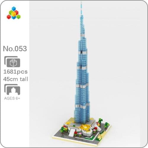 CB YZ 053 World Famous Architecture Burj Khalifa Tower 3D Model DIY Mini Diamond Blocks Bricks Building Toy For Children No Box