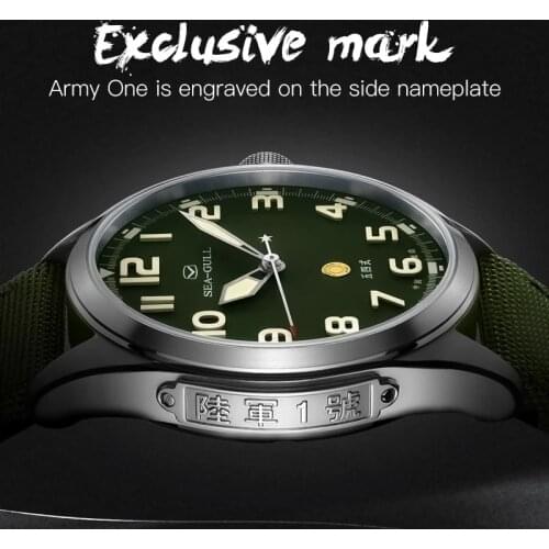 Seagull topmerk heren militair automatisch mechanisch horloge saffier waterdicht lichtgevend nylon horloge Relojes Para Hombre