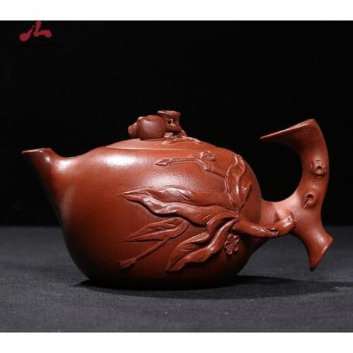Handmade Yixing Teapot 580cc Purple Clay Peach Fruit Zisha Pot 26 Holes