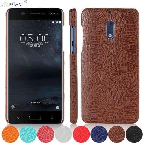 For Nokia 5 Crocodile Skin Texture Bumper Case TA-1024 TA-1044 TA-1053 TA-1008 TA-1030 Hard PC Frame Cover Phone Back Funda